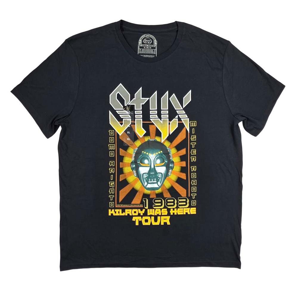 Lee Styx Mister Roboto 1983 Kilroy Was Here Tour Graphic T-Shirt Black XL NEW